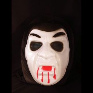 Scary Vampire Plastic Mask with Black Fabric Headcover 