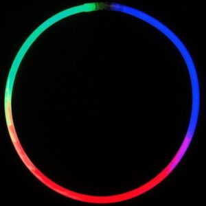 A neon colored hula hoop is shown in this image.