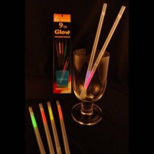 A glass of water and some glow sticks