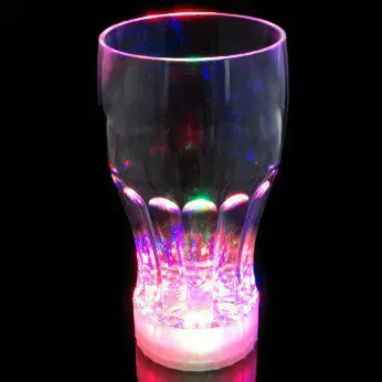 A close up of a glass with lights on it