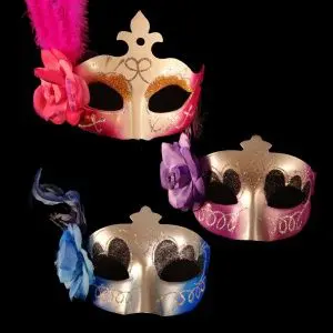 Three masks are shown in a row on the black background.