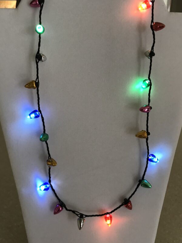 A necklace with lights on it is shown.