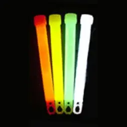 A group of four glow sticks in different colors.