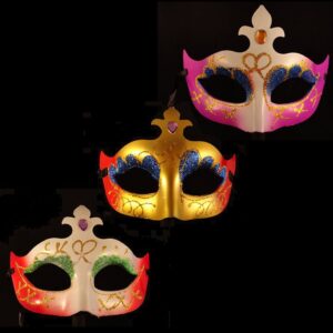 Three masks are shown in a row on the black background.