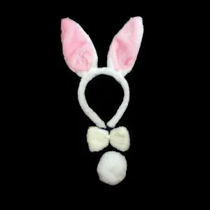 A bunny ears headband and bow tie set.