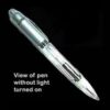 A pen with the light turned on.